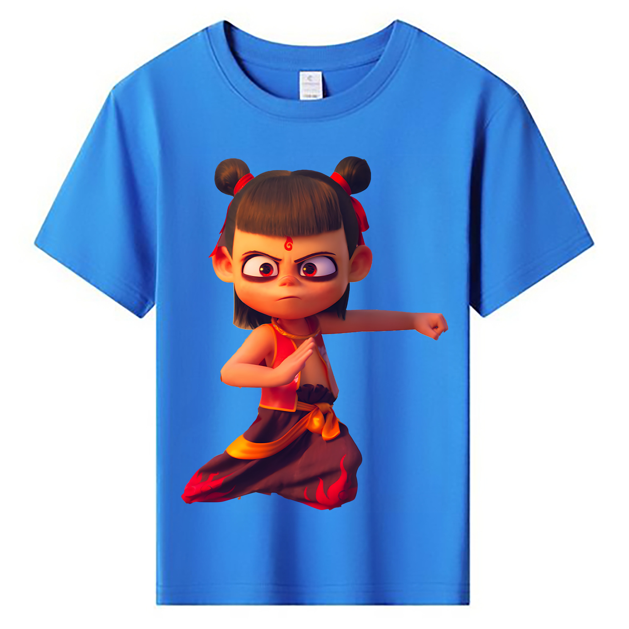 （画像用） Ne Zha 2 ナタ 魔童の大暴れ 綿100％キッズTシャツ（フロントプリント）